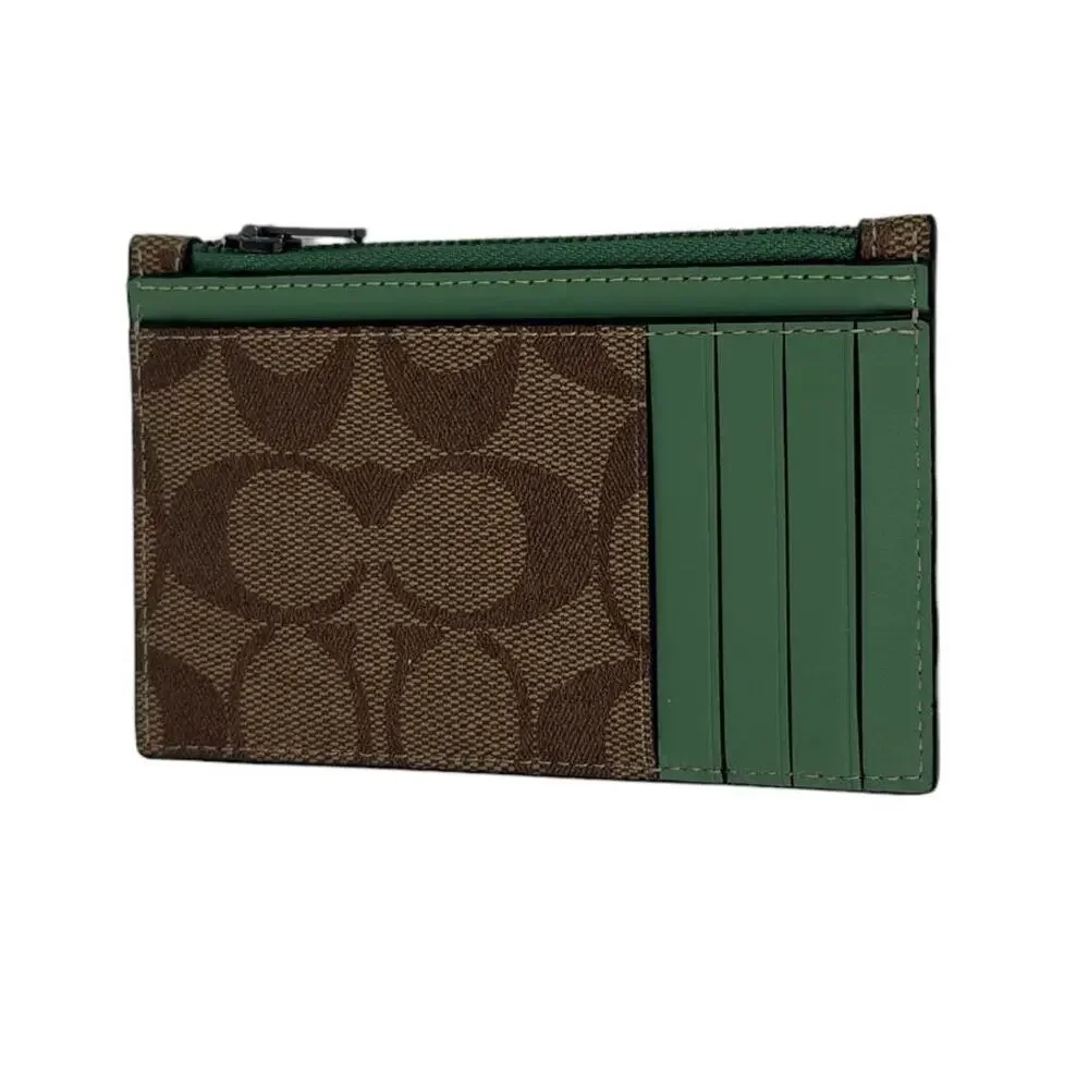 Coach Zip Card Case In Signature Canvas